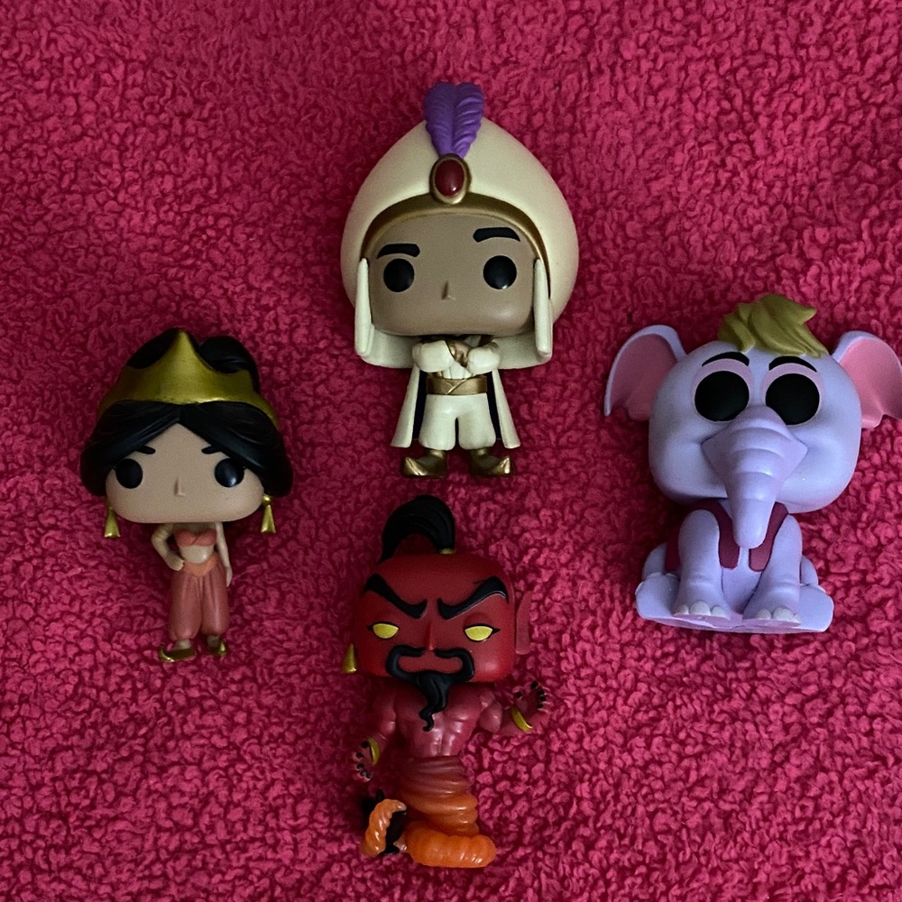 Funko Aladdin Figures with Red and Purple Accents